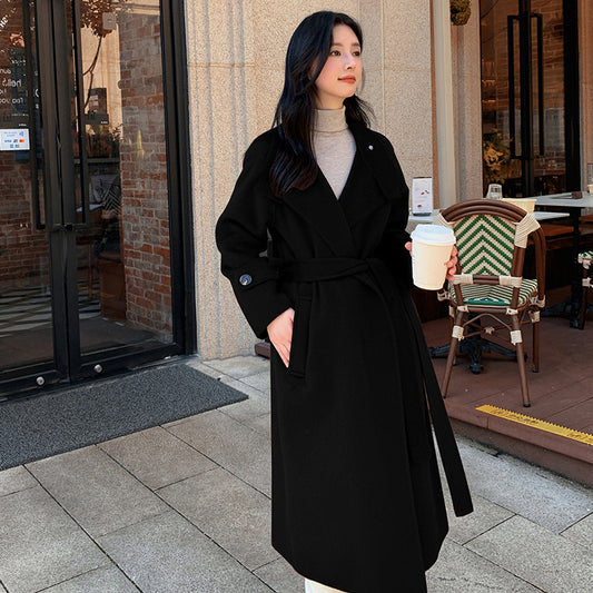 New Long Double sided Camel Velvet Coat Korean Edition Suit Collar Autumn/Winter Woolen Coat