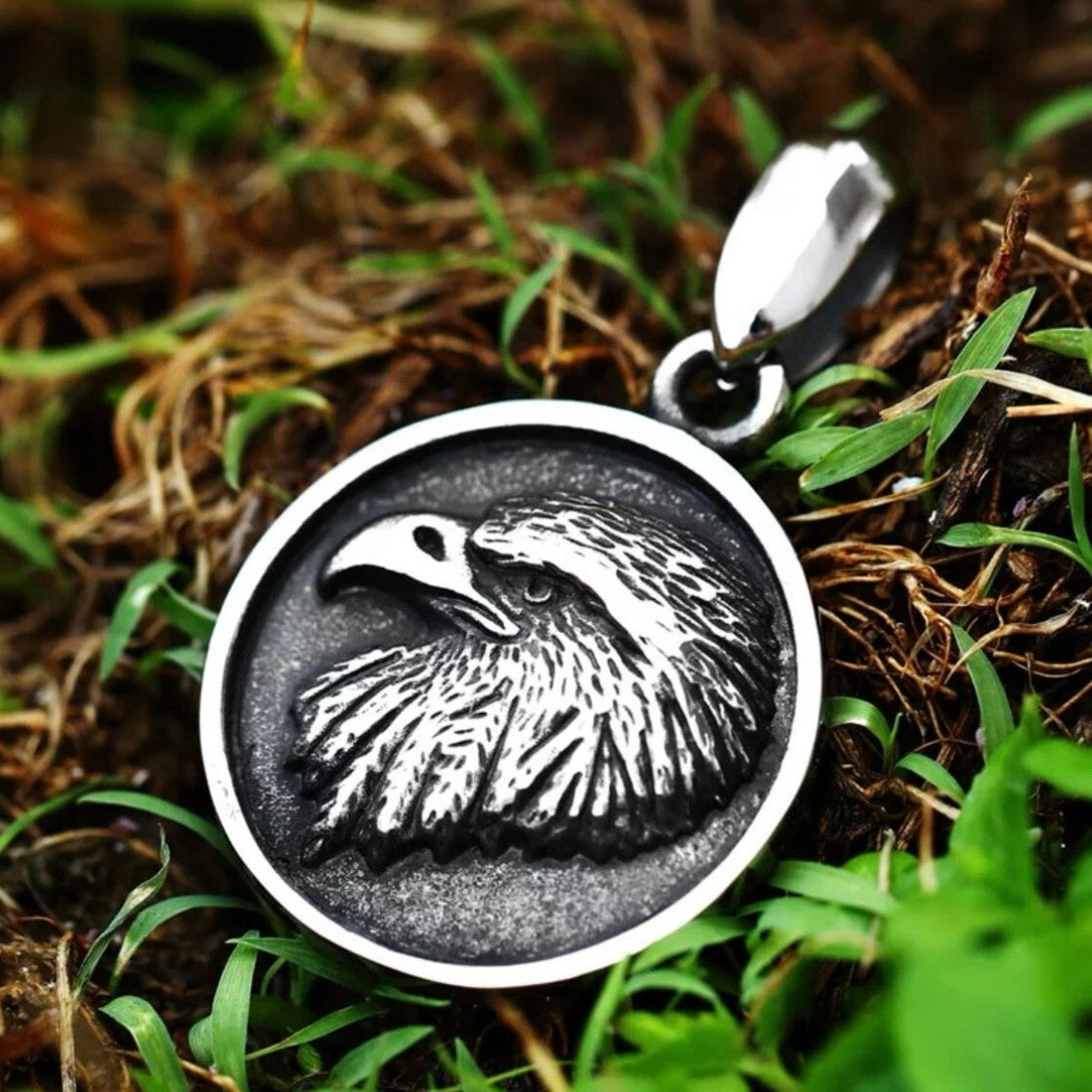 Nordic Stainless Steel Viking Eagle/Raven Head Punk Pendant Necklace*