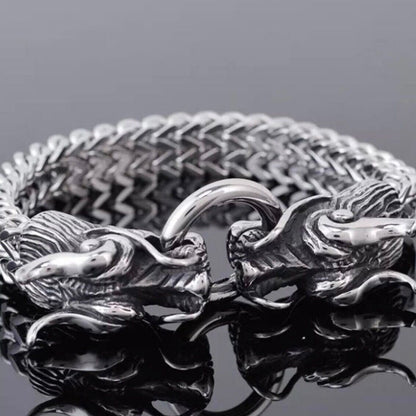 Stunning 11mm Stainless Steel Double Dragon Head Bracelet*