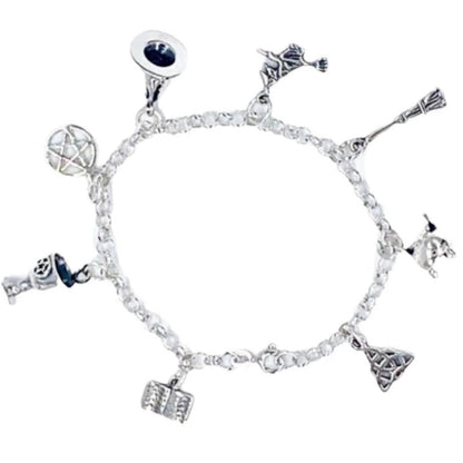 925 Sterling Silver Pagan and Wiccan Charm Bracelet with 8 individual 925 Sterli