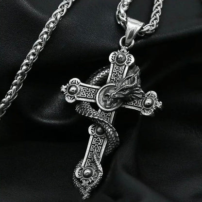 Gothic Skull Biker Cross Dragon Stainless Steel Pendant Necklace*