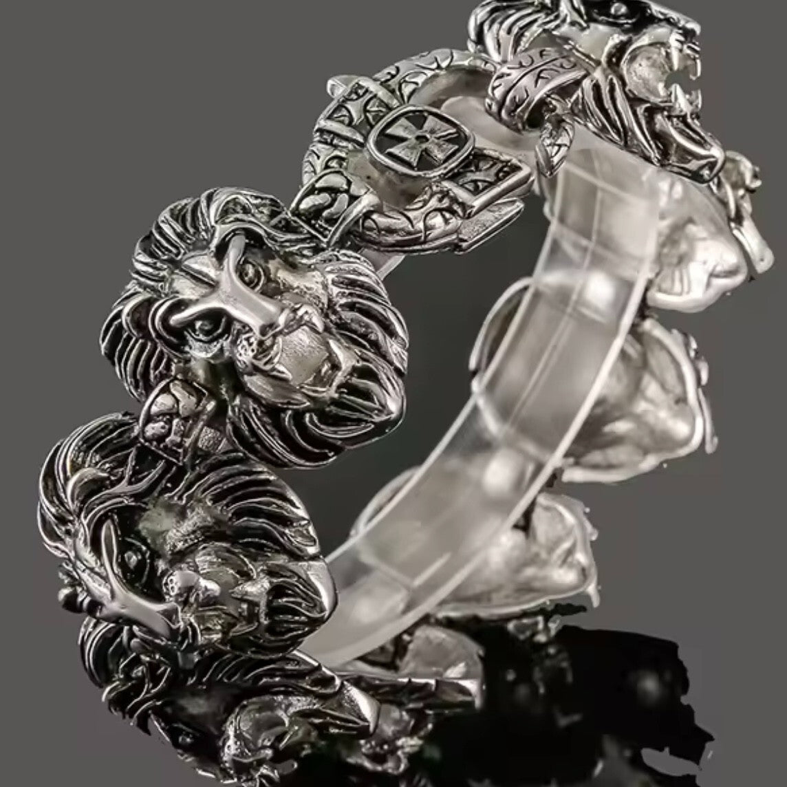 Bikers Multi Lion Head Stainless Steel Chain Bracelet*
