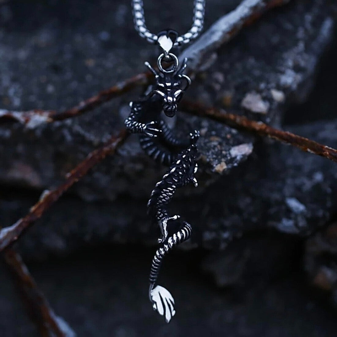 Dragon Sword Viking Stainless Steel Punk Biker Pendant Necklace