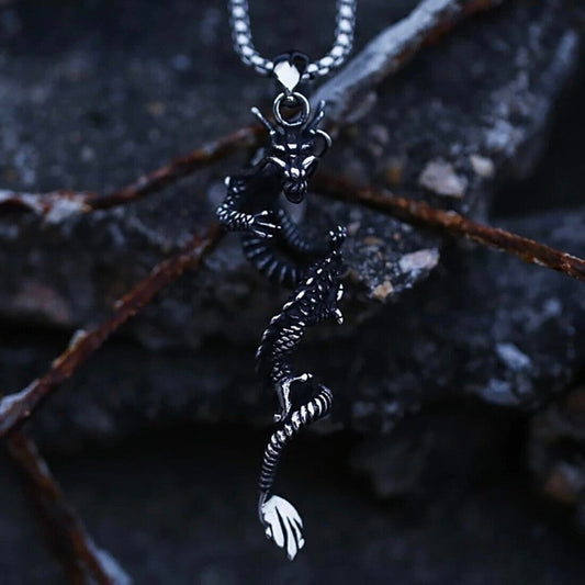 Dragon Sword Viking Stainless Steel Punk Biker Pendant Necklace