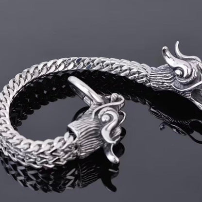 Stunning 11mm Stainless Steel Double Dragon Head Bracelet*