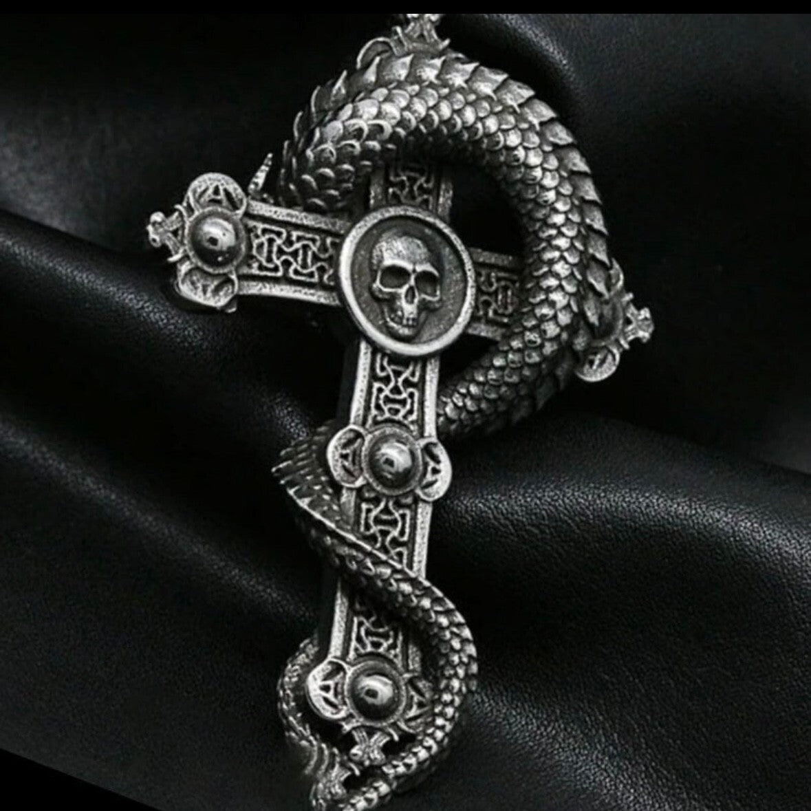 Gothic Skull Biker Cross Dragon Stainless Steel Pendant Necklace*