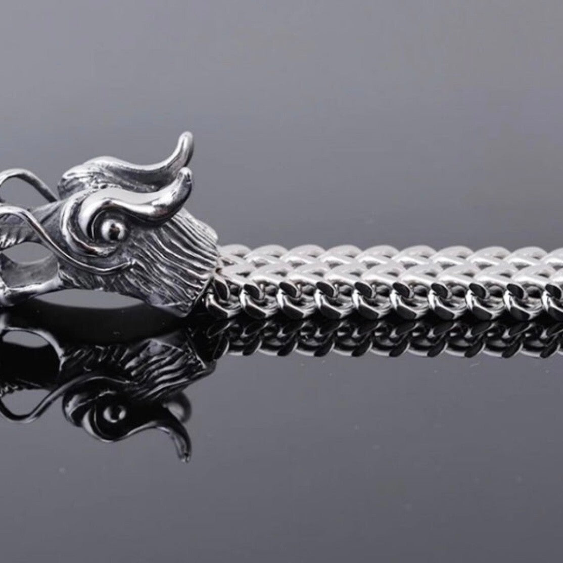 Stunning 11mm Stainless Steel Double Dragon Head Bracelet*