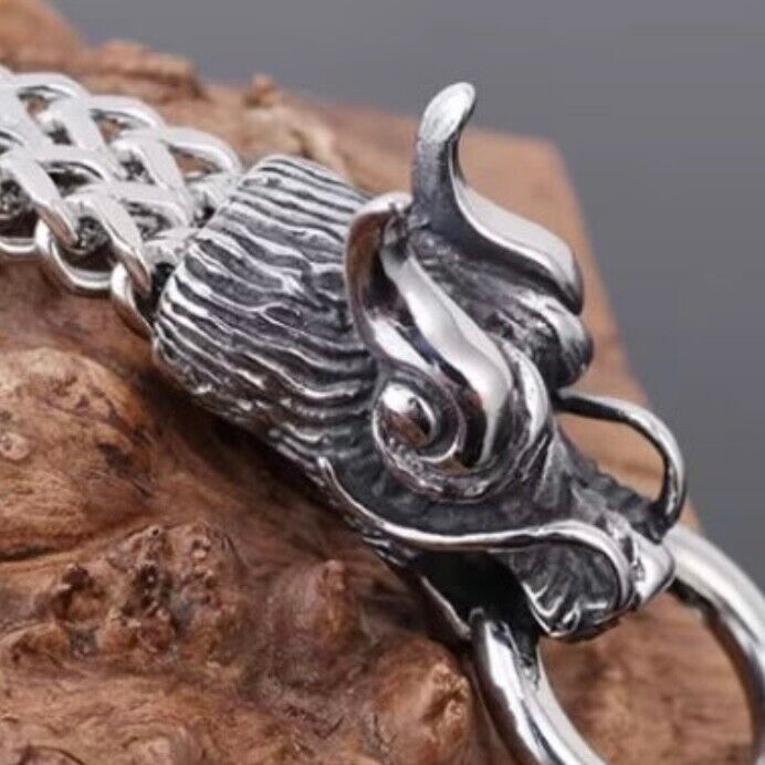 Stunning 11mm Stainless Steel Double Dragon Head Bracelet*