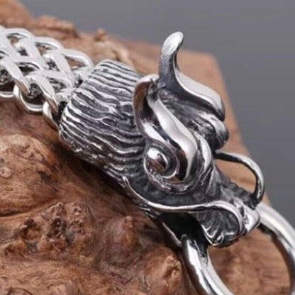 Stunning 11mm Stainless Steel Double Dragon Head Bracelet*