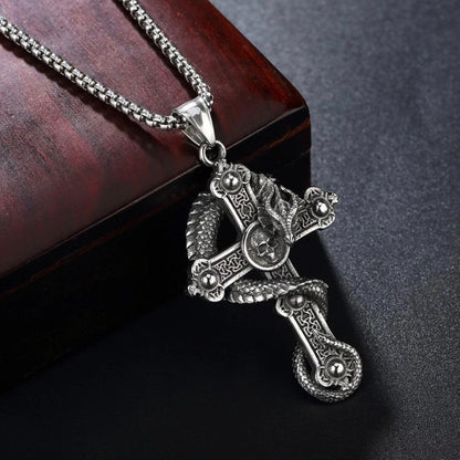 Gothic Skull Biker Cross Dragon Stainless Steel Pendant Necklace*