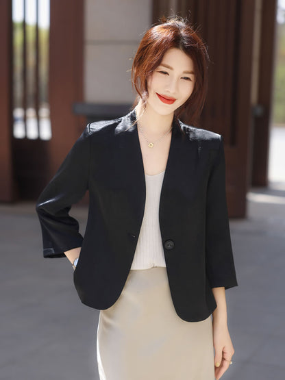 Women's fashion slim fit red suit casual middle-aged and elderly suit