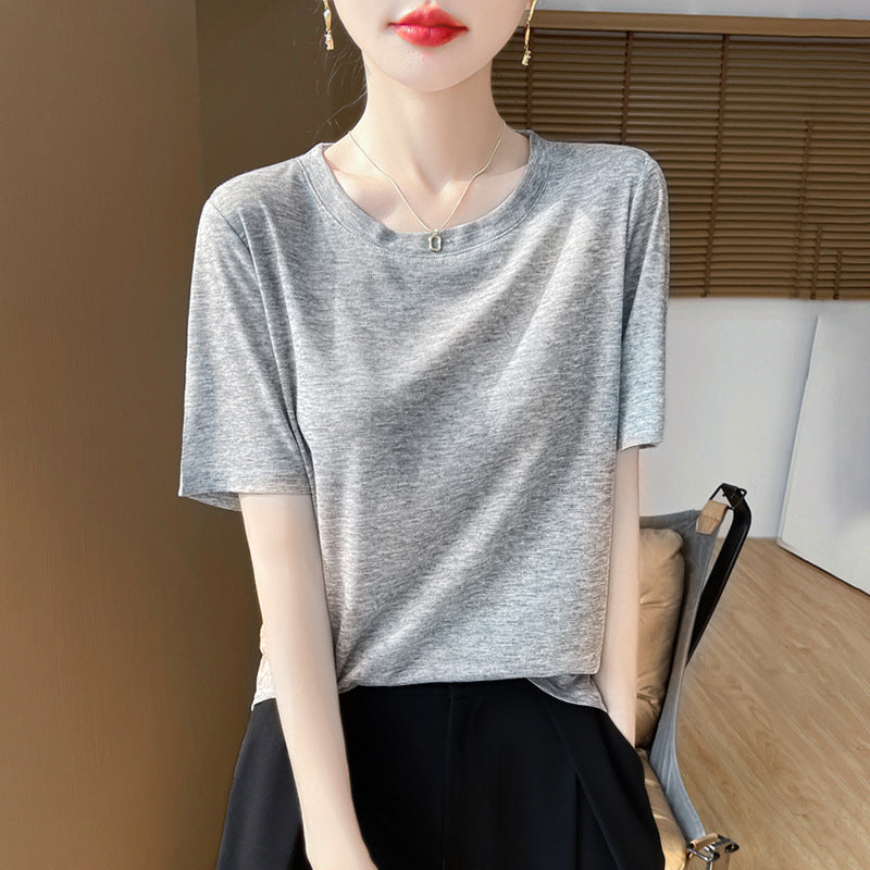 2025 New women's round-neck short thin soft skin-friendly T-shirt short sleeve*