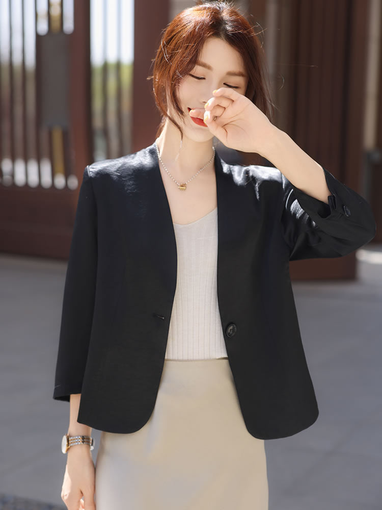 Women's fashion slim fit red suit casual middle-aged and elderly suit
