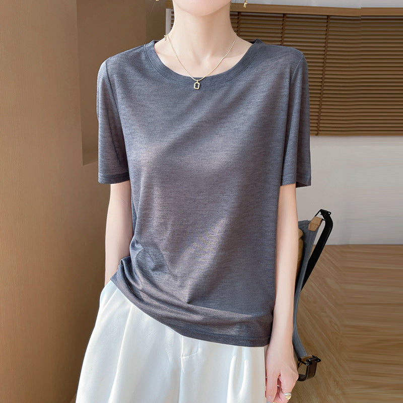 2025 New women's round-neck short thin soft skin-friendly T-shirt short sleeve*
