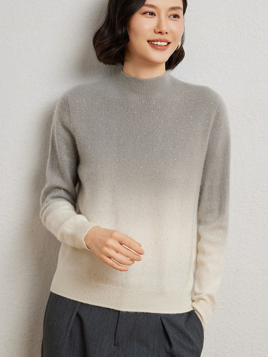 2025 Women's woolen sweater, half-high collar, gradient color, base knitted shirt*