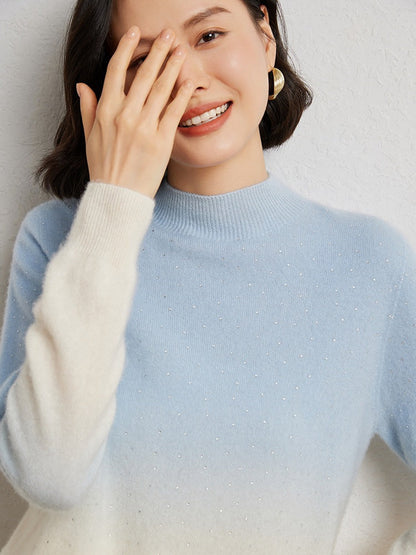 2025 Women's woolen sweater, half-high collar, gradient color, base knitted shirt*