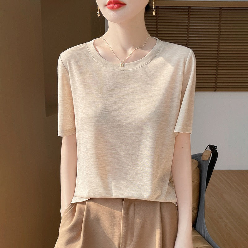 2025 New women's round-neck short thin soft skin-friendly T-shirt short sleeve*