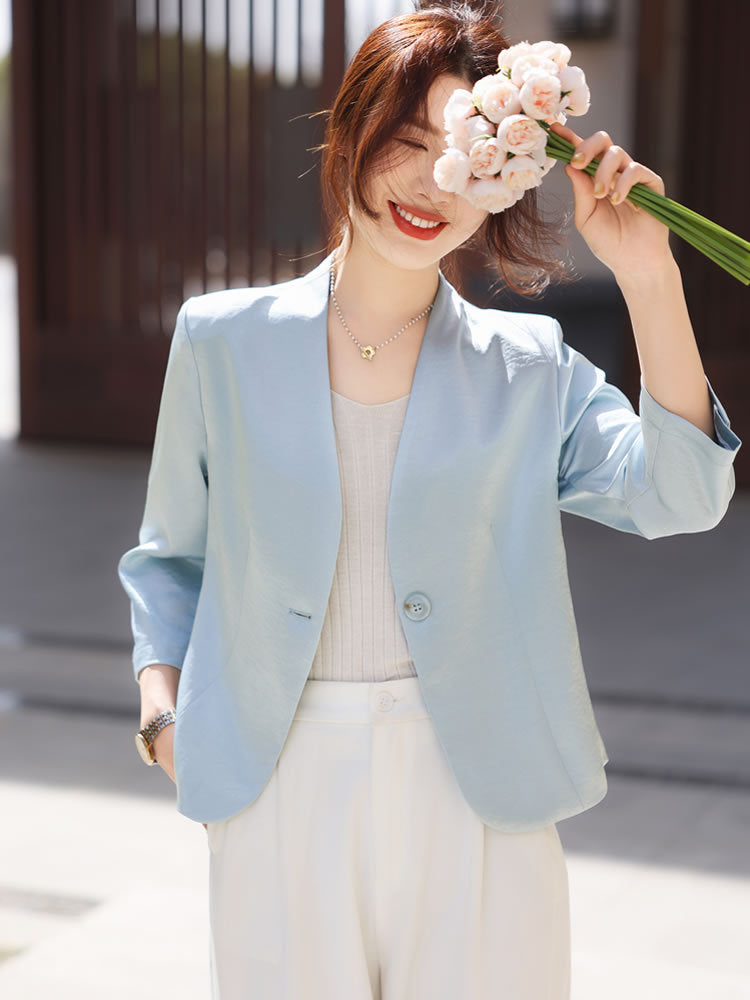 Women's fashion slim fit red suit casual middle-aged and elderly suit