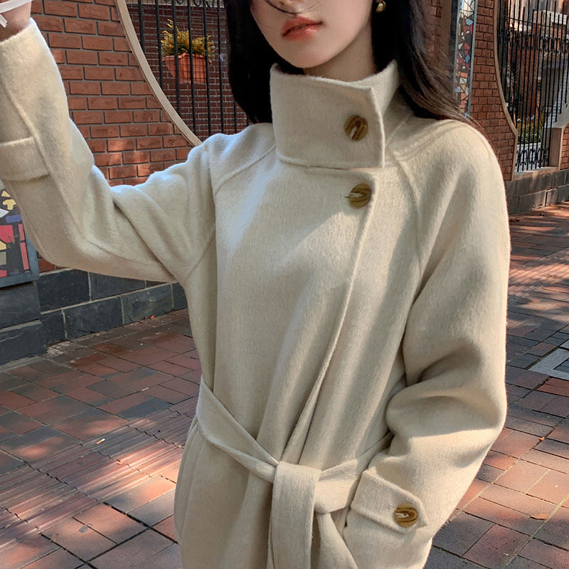 New Long Double sided Camel Velvet Coat Korean Edition Suit Collar Autumn/Winter Woolen Coat