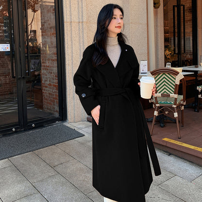 New Long Double sided Camel Velvet Coat Korean Edition Suit Collar Autumn/Winter Woolen Coat