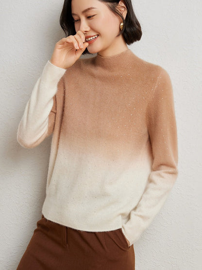 2025 Women's woolen sweater, half-high collar, gradient color, base knitted shirt*
