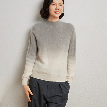 Women's woolen sweater, half-high collar, gradient color, base knitted shirt 25