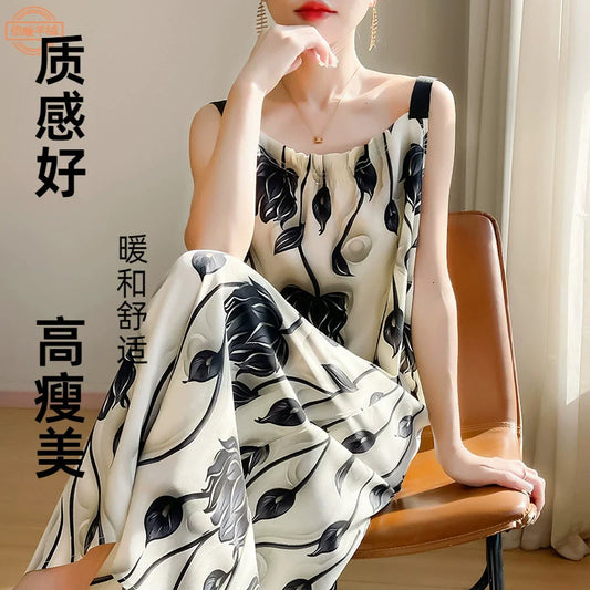 2025 New Lazy Style Versatile Printed Seaside Vacation Style Long Dress*