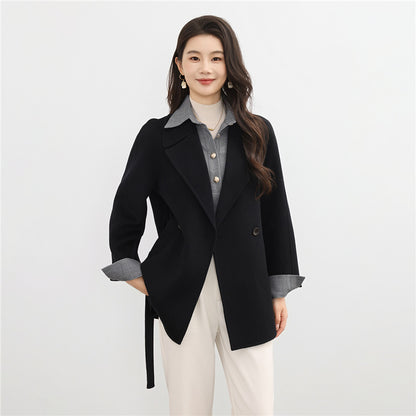 New double-sided wool coat, women's Korean version, age reduced 100% wool woolen suit, small woolen coat