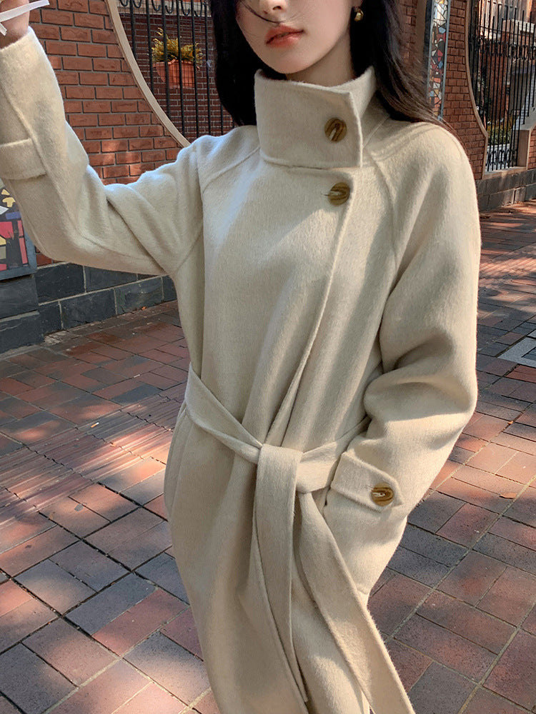 New Long Double sided Camel Velvet Coat Korean Edition Suit Collar Autumn/Winter Woolen Coat