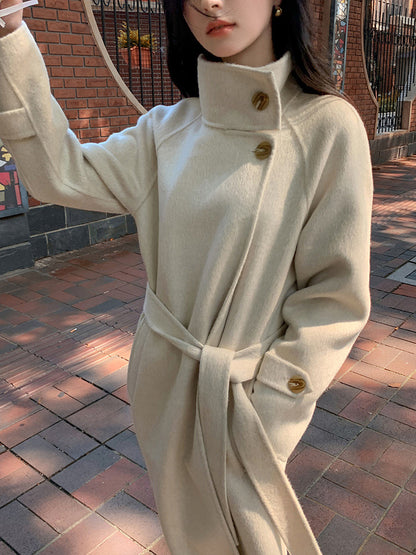 New Long Double sided Camel Velvet Coat Korean Edition Suit Collar Autumn/Winter Woolen Coat