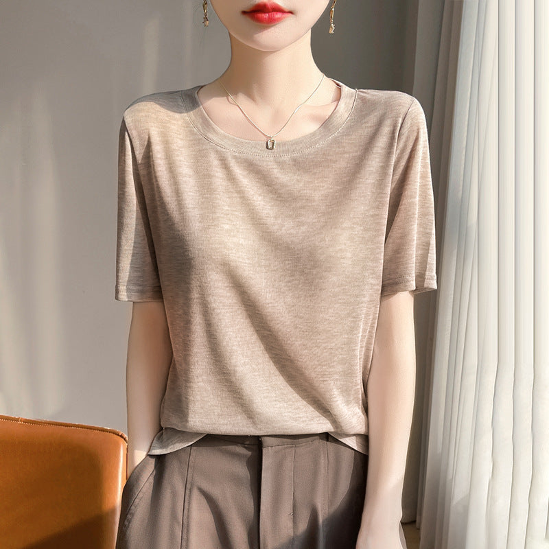 women's round-neck short thin soft skin-friendly T-shirt short sleeve 25