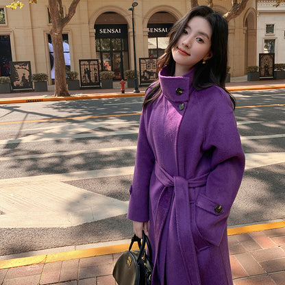 New Long Double sided Camel Velvet Coat Korean Edition Suit Collar Autumn/Winter Woolen Coat