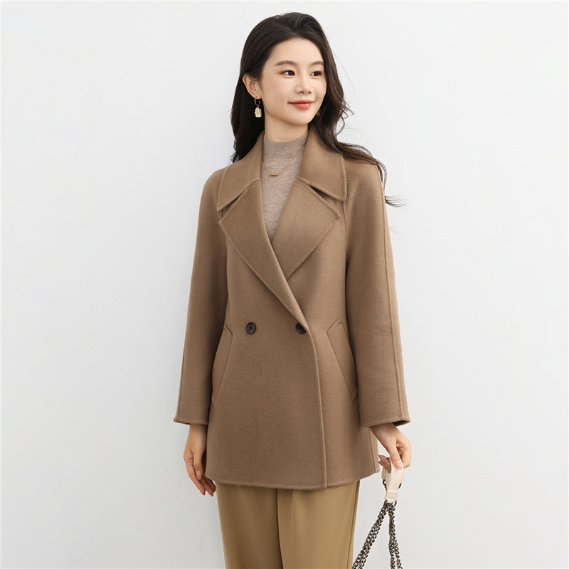 New double-sided wool coat, women's Korean version, age reduced 100% wool woolen suit, small woolen coat