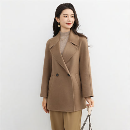 New double-sided wool coat, women's Korean version, age reduced 100% wool woolen suit, small woolen coat