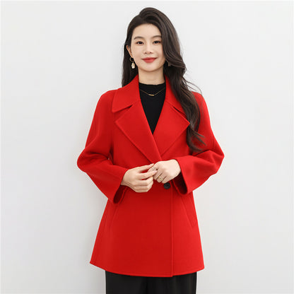 New double-sided wool coat, women's Korean version, age reduced 100% wool woolen suit, small woolen coat