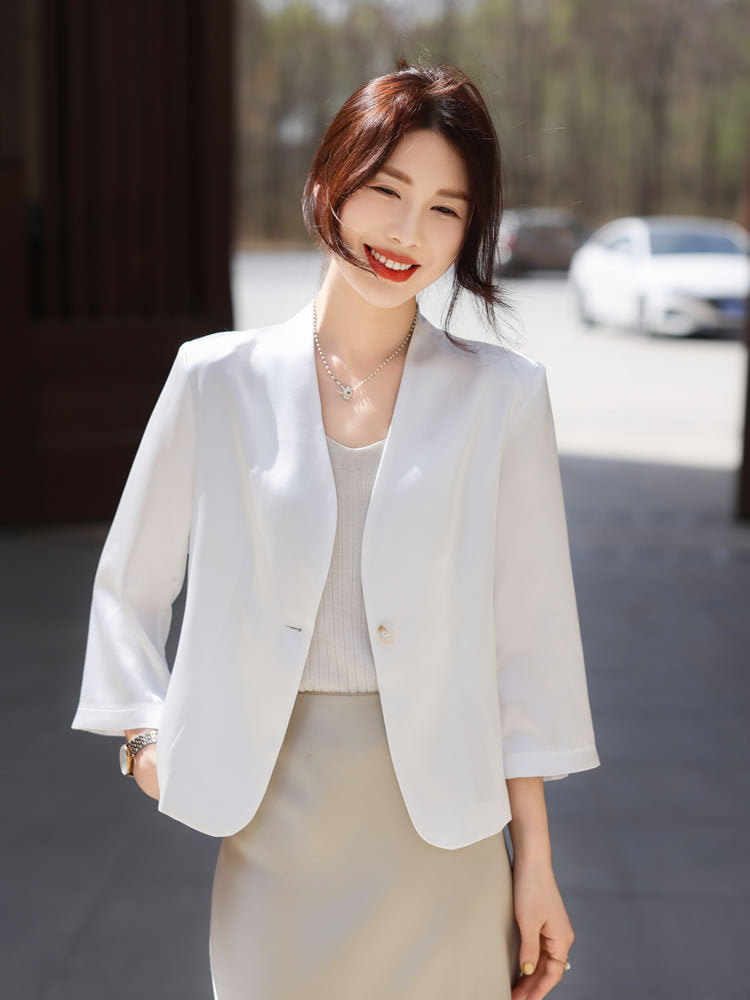 Women's fashion slim fit red suit casual middle-aged and elderly suit