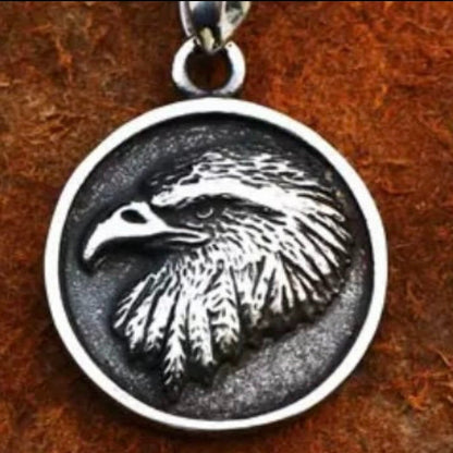 Nordic Stainless Steel Viking Eagle/Raven Head Punk Pendant Necklace*