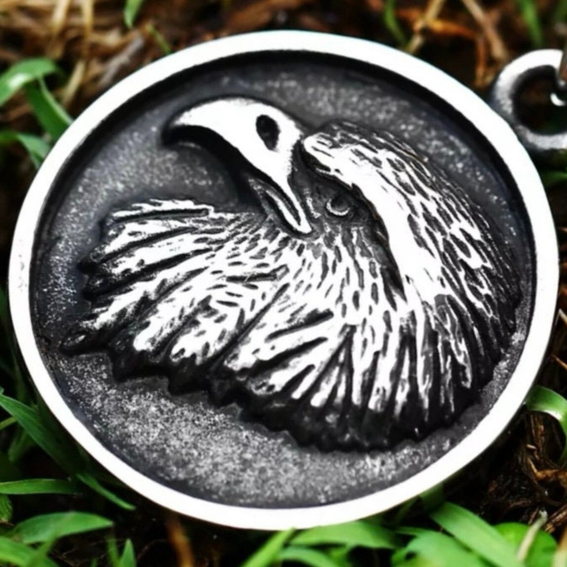 Nordic Stainless Steel Viking Eagle/Raven Head Punk Pendant Necklace*