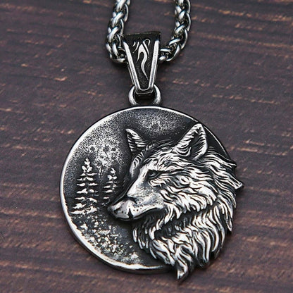 Nordic Stainless Steel Viking Wolf Head Punk Pendant Necklace*