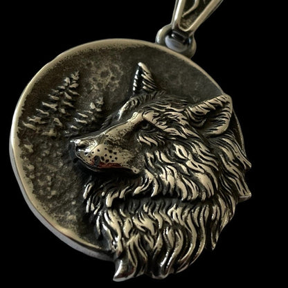Nordic Stainless Steel Viking Wolf Head Punk Pendant Necklace*